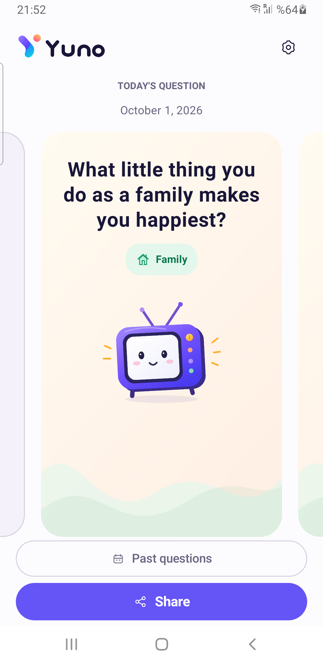 Yuno today's question screen